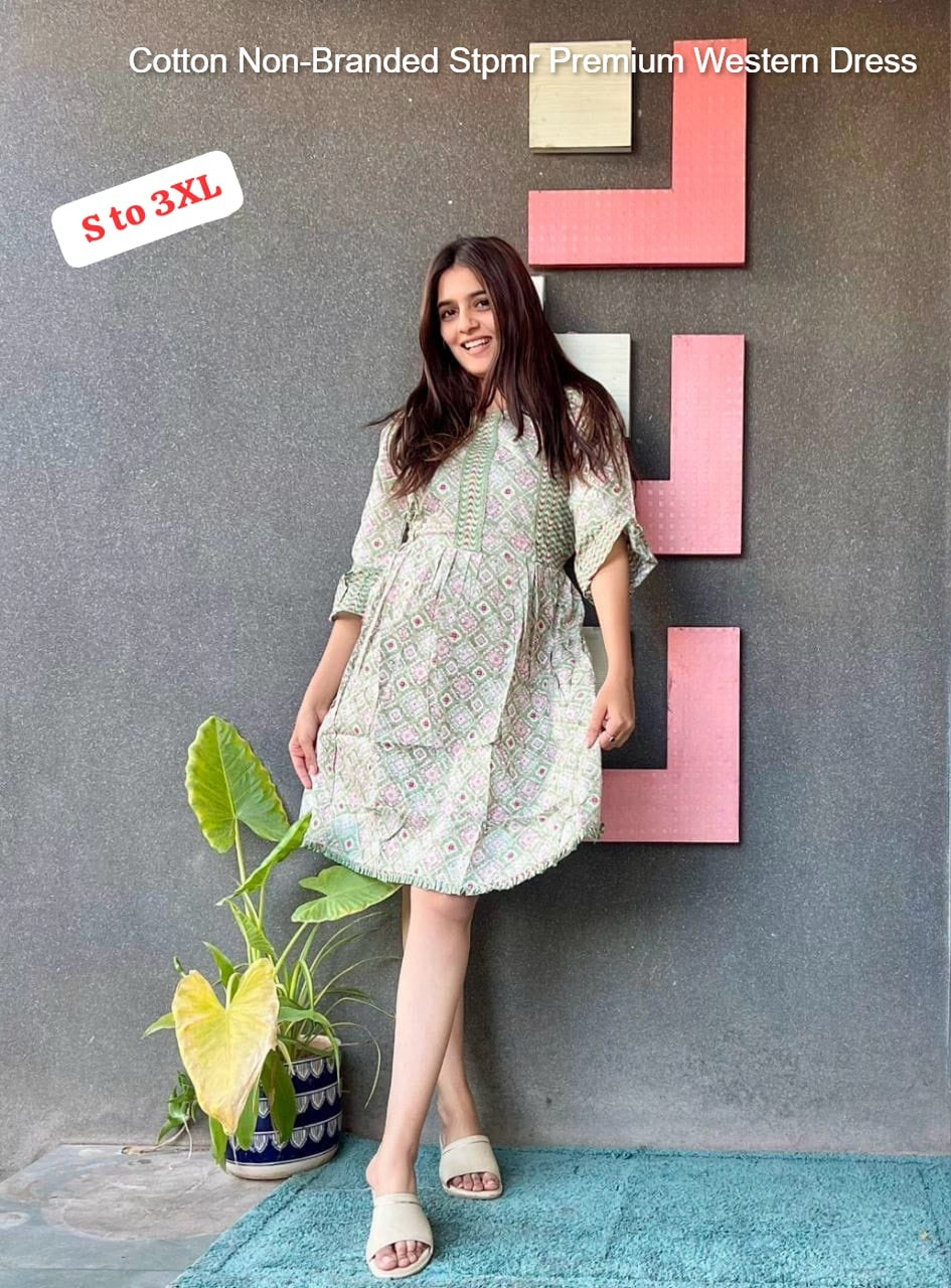 Cotton Non-Branded Stpmr Premium Western Dress