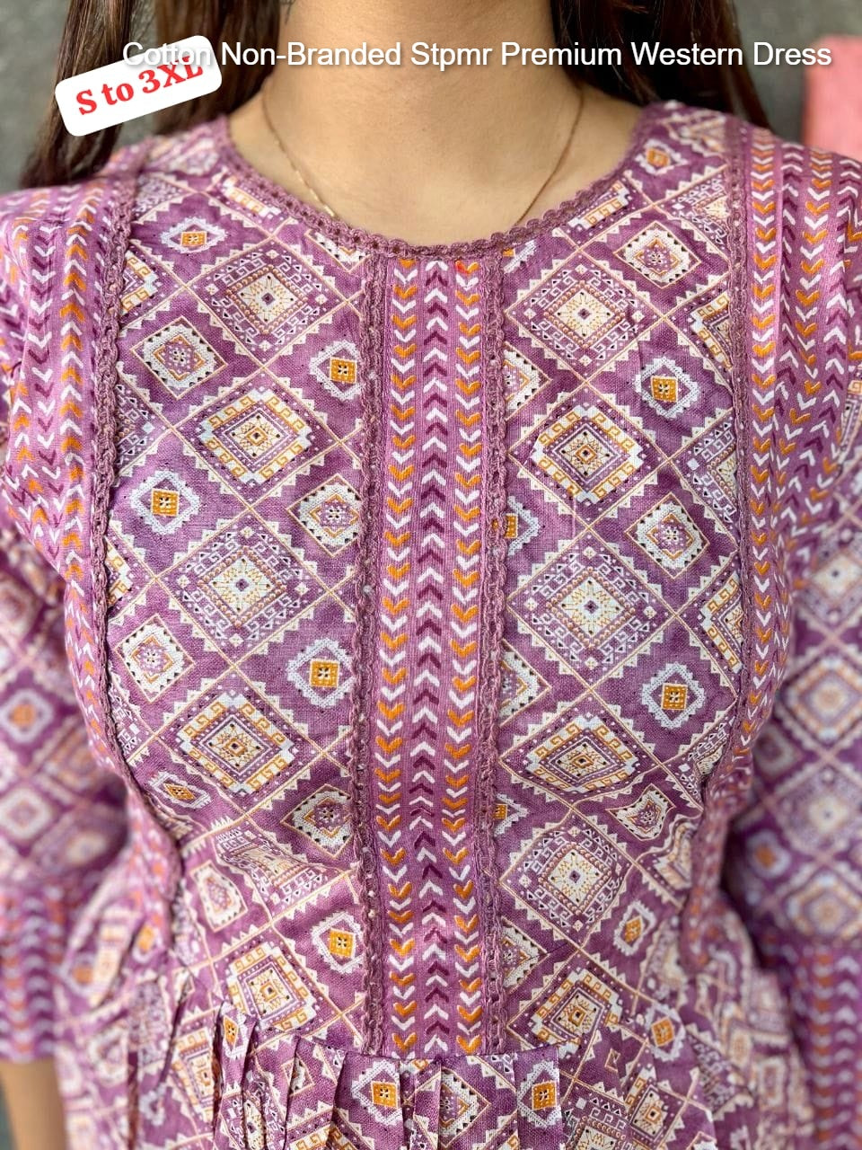 Cotton Non-Branded Stpmr Premium Western Dress