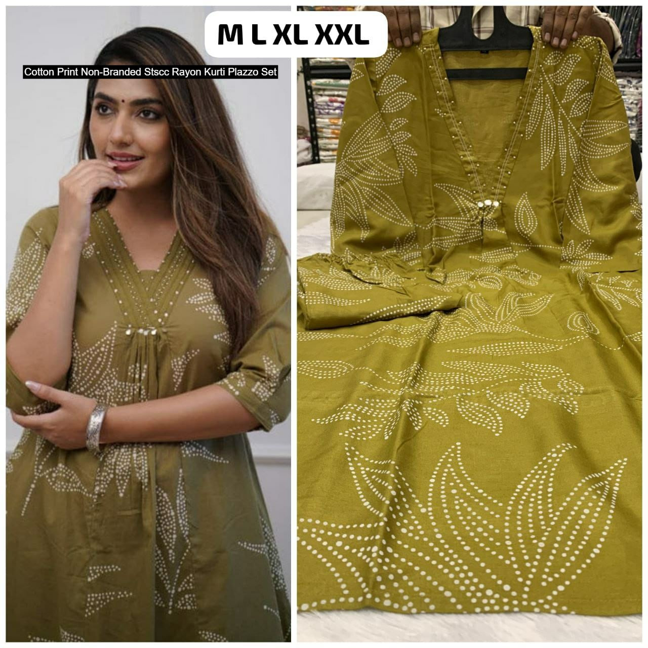 Cotton Print Non-Branded Stscc Rayon Kurti Plazzo Set