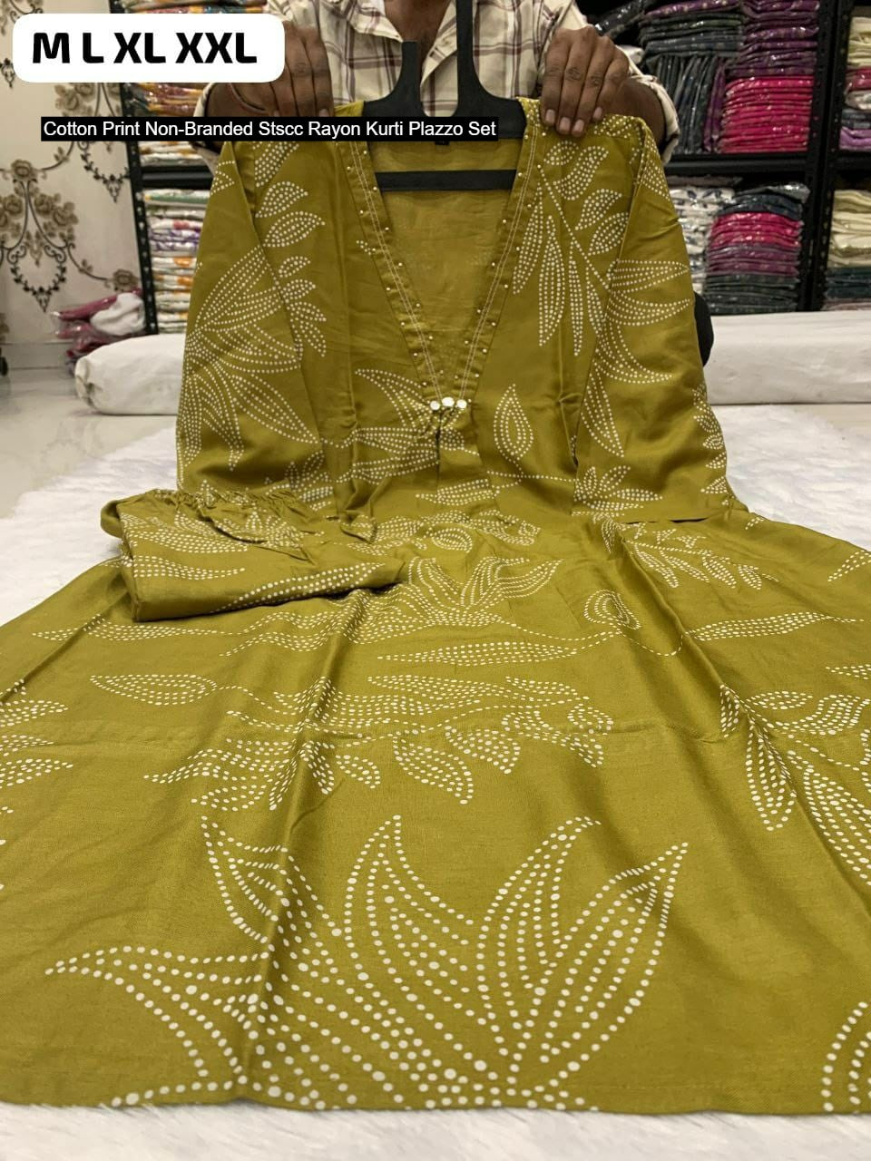 Cotton Print Non-Branded Stscc Rayon Kurti Plazzo Set