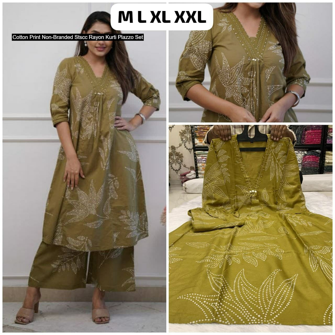 Cotton Print Non-Branded Stscc Rayon Kurti Plazzo Set