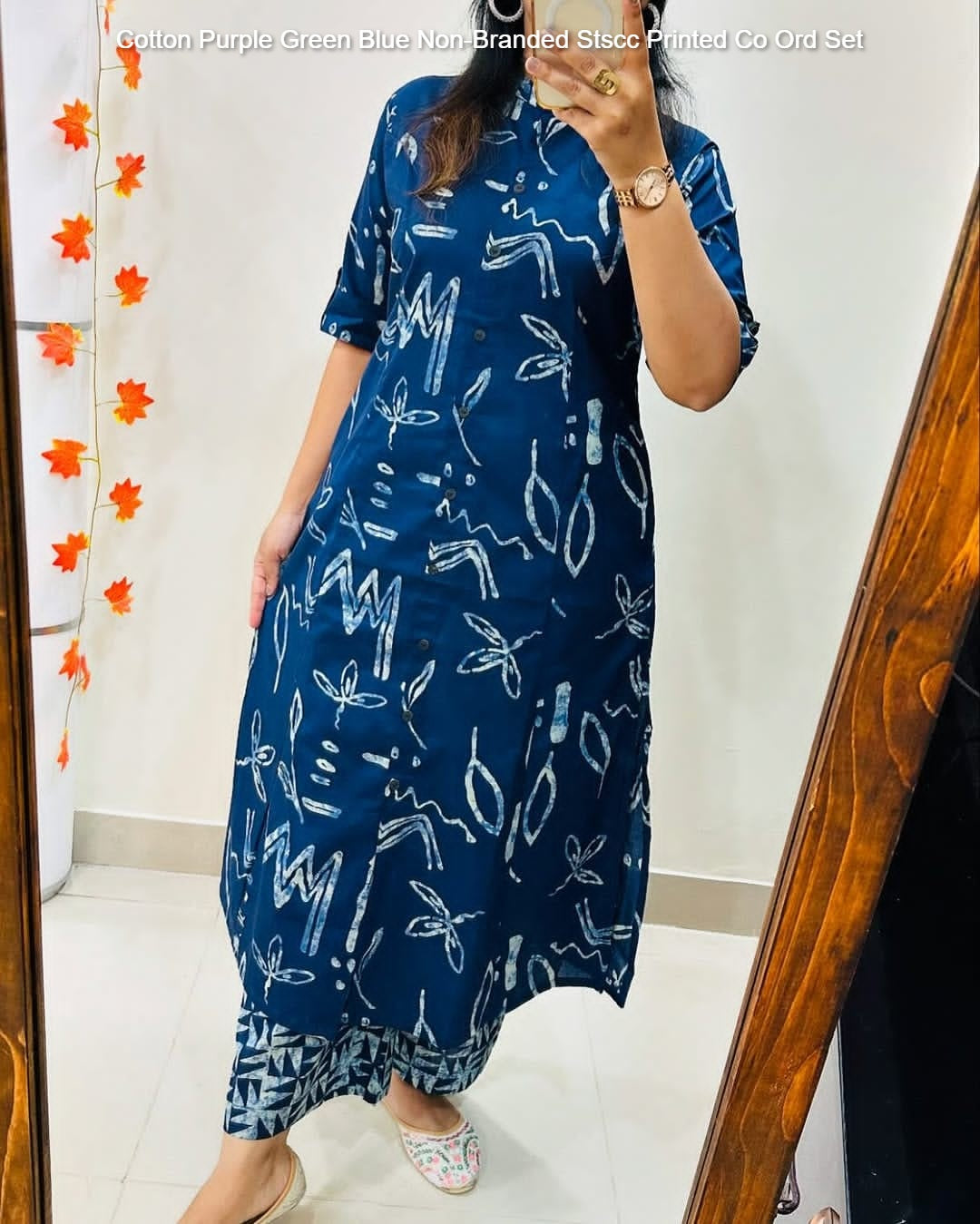 Cotton Purple Green Blue Non-Branded Stscc Printed Co Ord Set