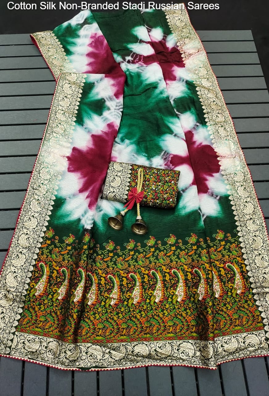 Cotton Silk Non-Branded Stadi Russian Sarees