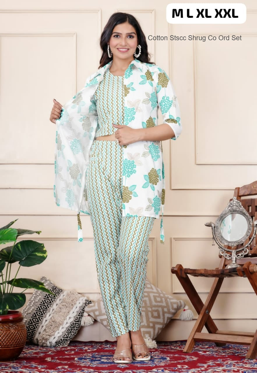 Cotton Stscc Shrug Co Ord Set