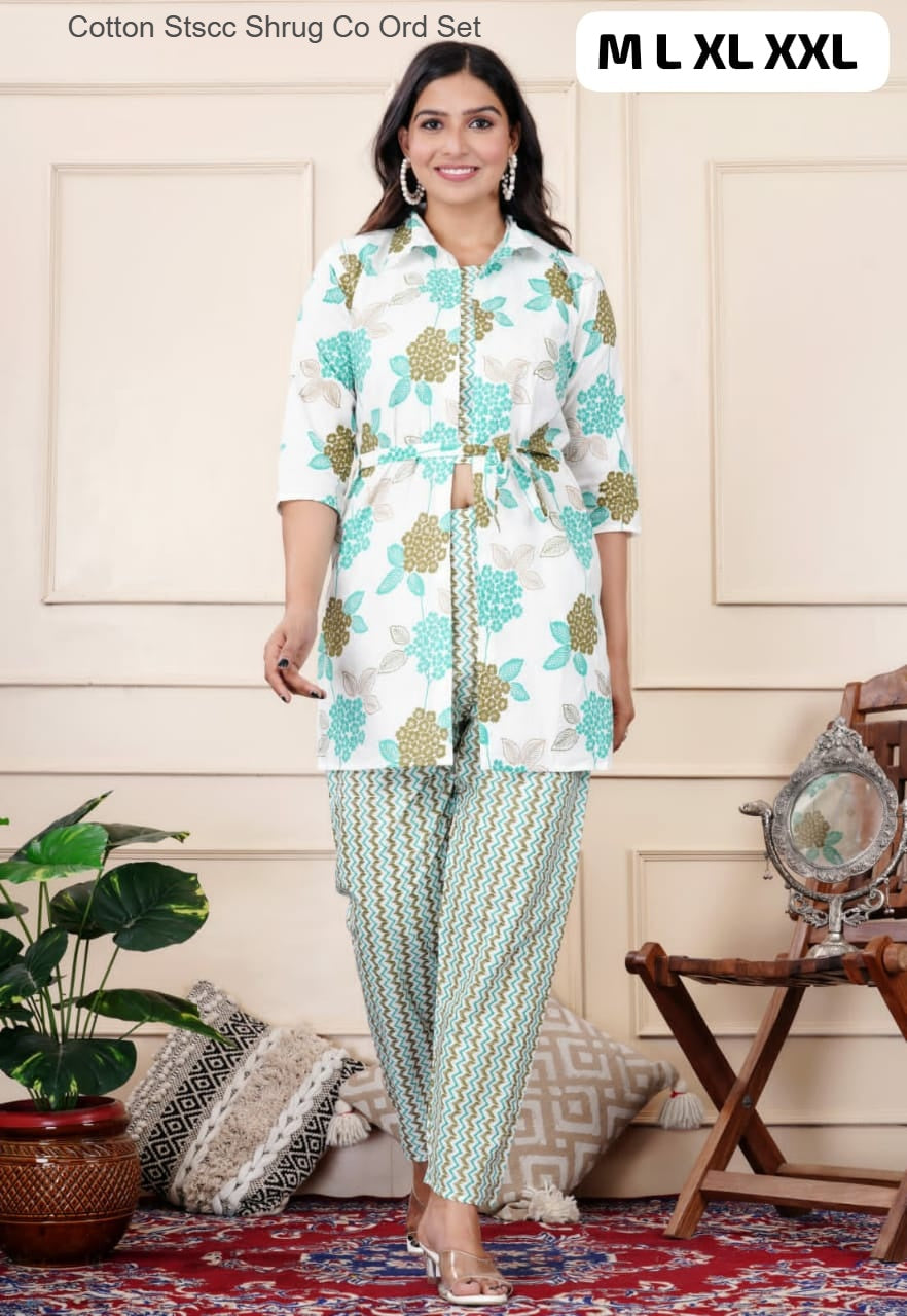 Cotton Stscc Shrug Co Ord Set