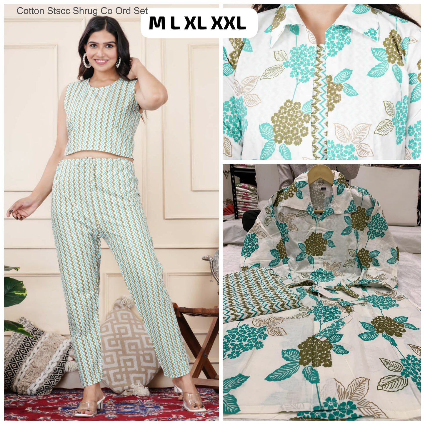 Cotton Stscc Shrug Co Ord Set
