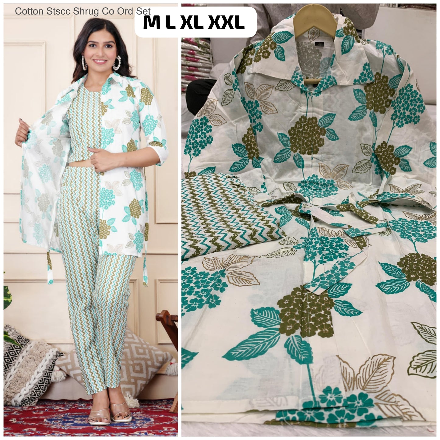 Cotton Stscc Shrug Co Ord Set