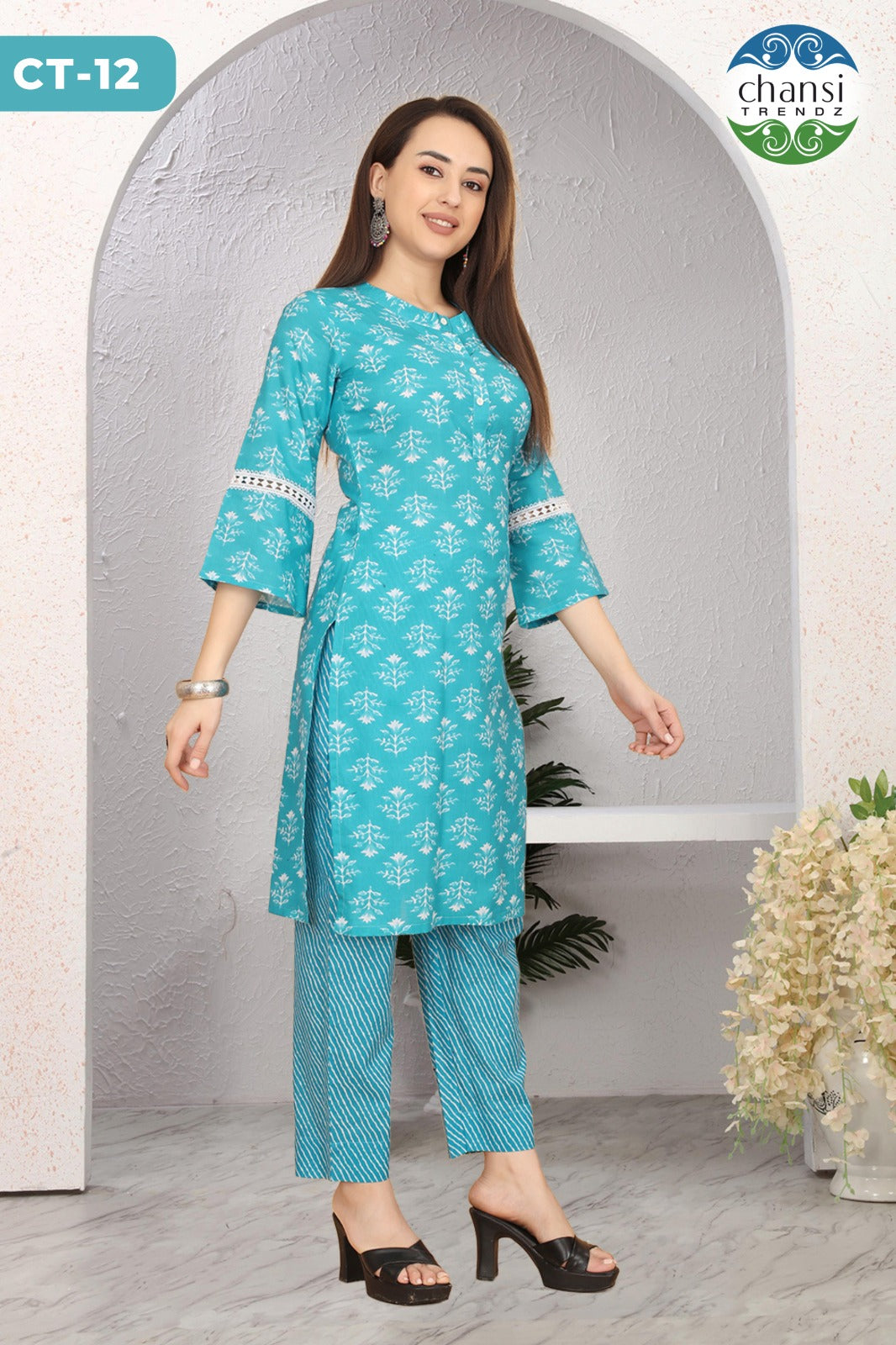 Ct-12 Sindhuja Chansi Trendz Cotton Kurti Pant Set