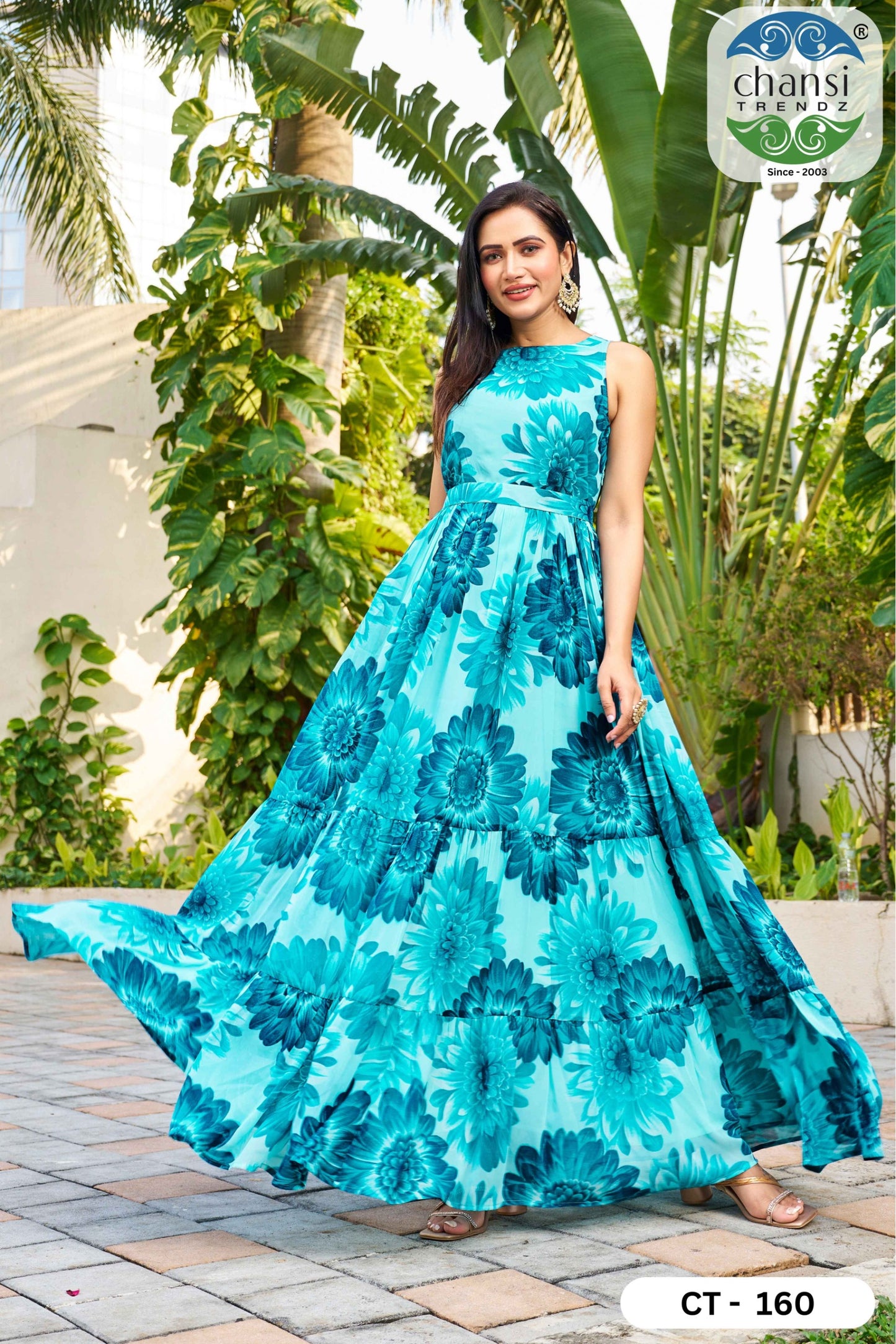 Ct-160 Elegance Chansi Trendz Georgette One Piece Gown