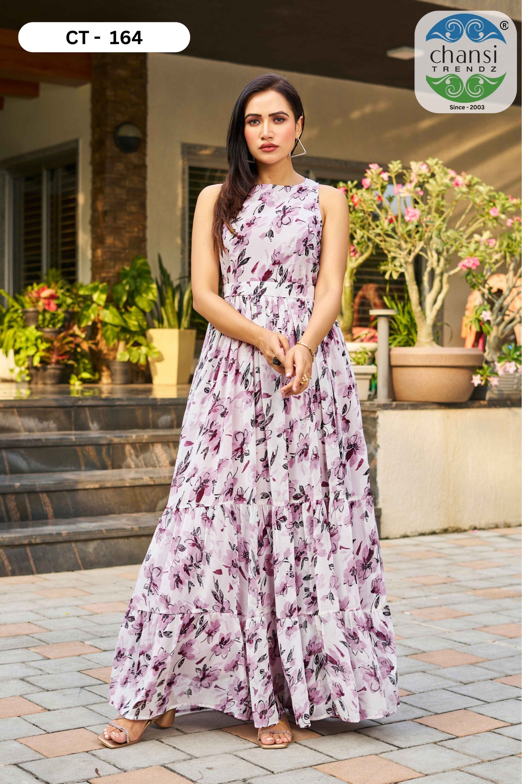 Ct-164 Elegance Chansi Trendz Georgette One Piece Gown