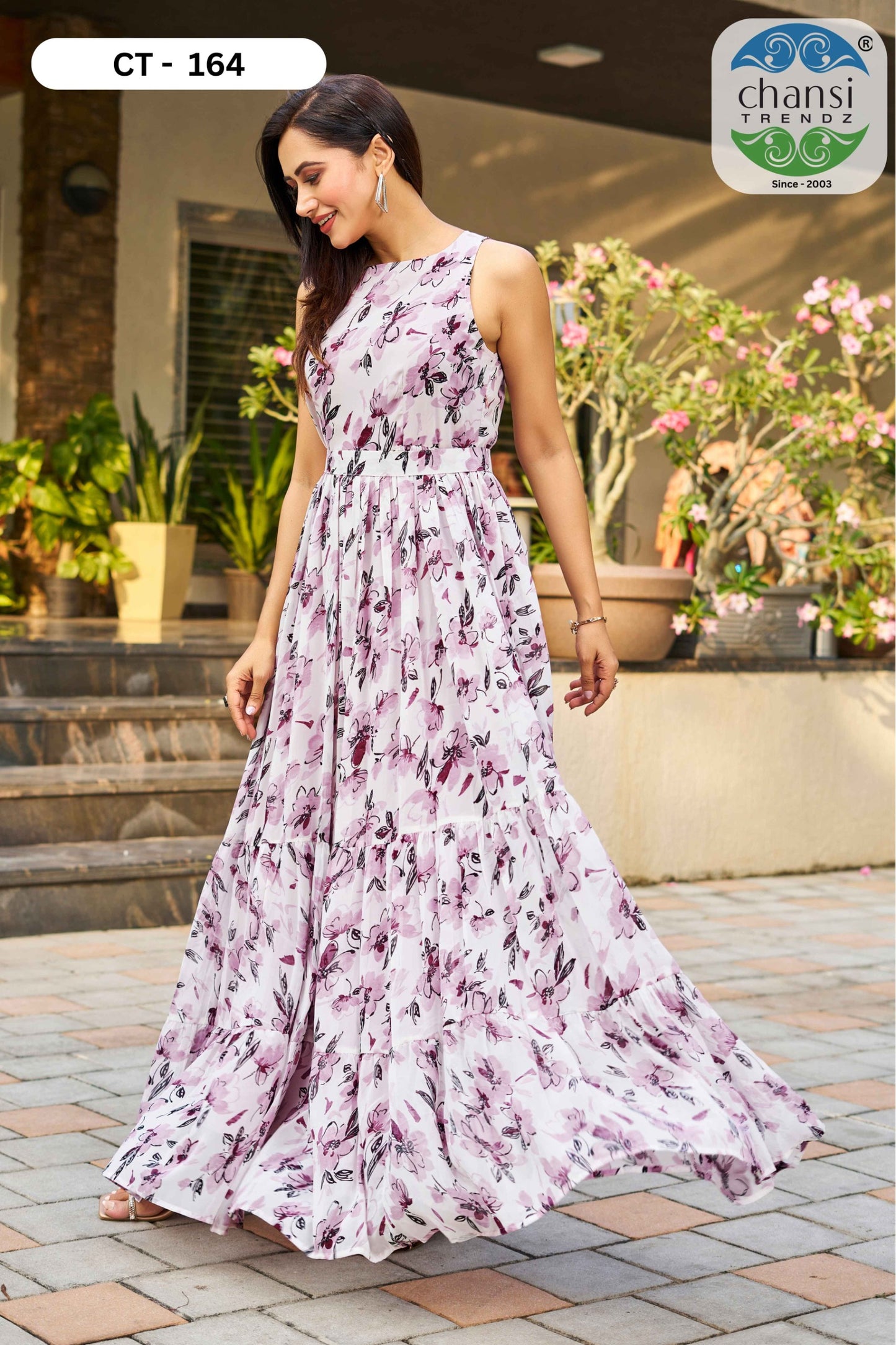 Ct-164 Elegance Chansi Trendz Georgette One Piece Gown