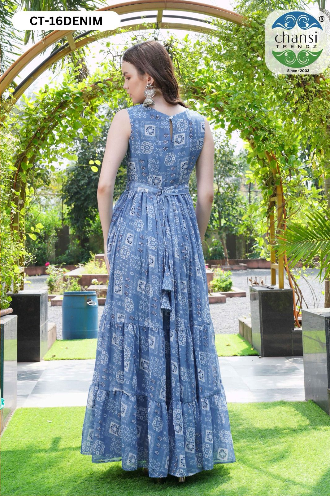 Ct-16 Blue Chansi Trendz Georgette One Piece Gown