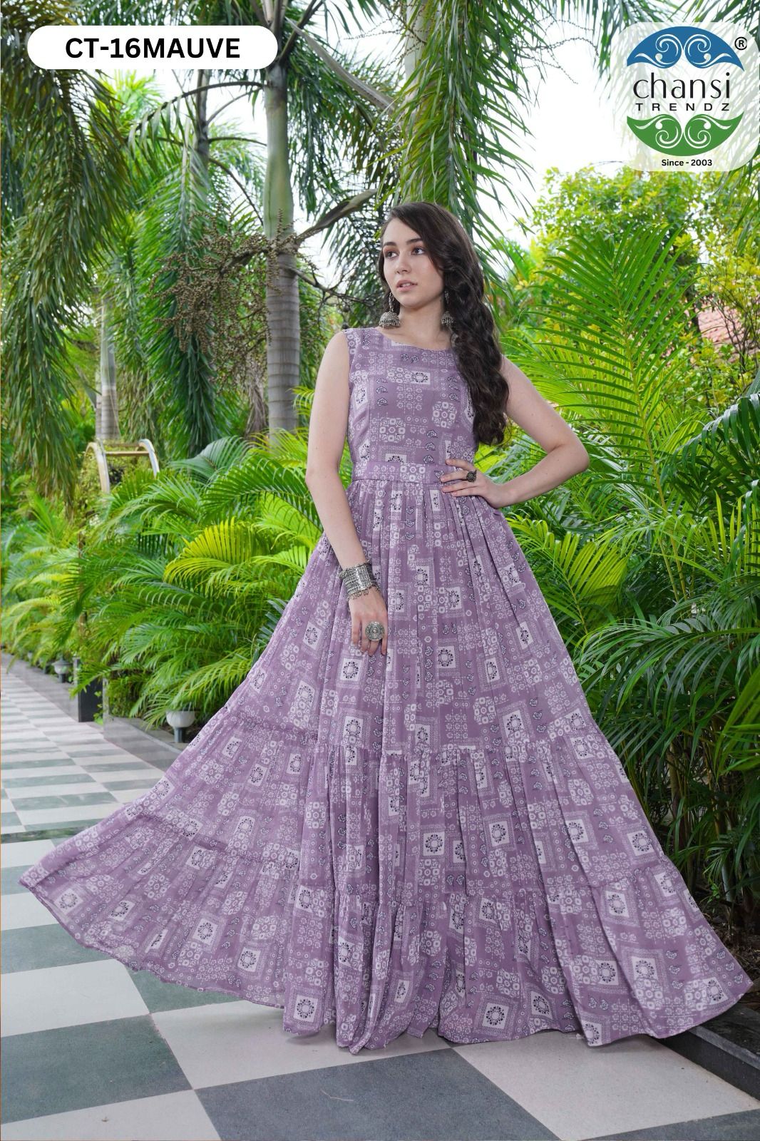 Ct-16 Mauve Chansi Trendz Georgette One Piece Gown