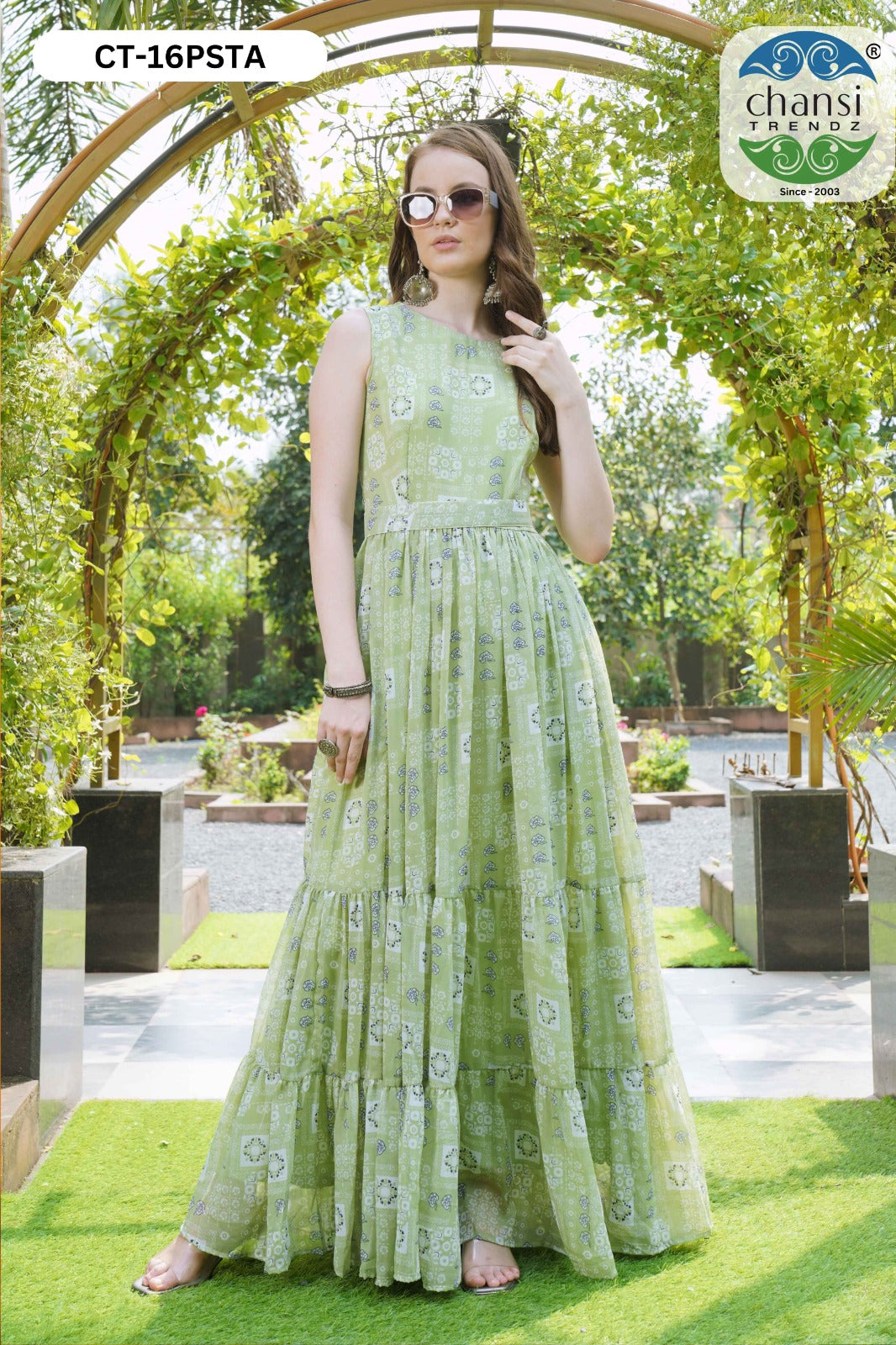 Ct-16 Pista Glamours Chansi Trendz Georgette One Piece Gown