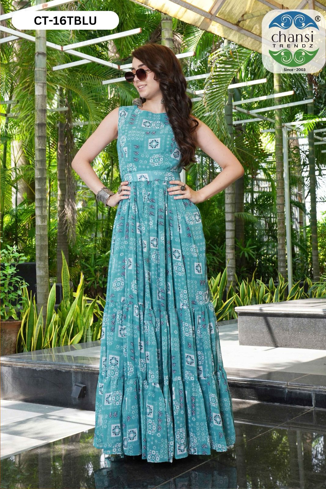 Ct-16 Sky Chansi Trendz Georgette One Piece Gown