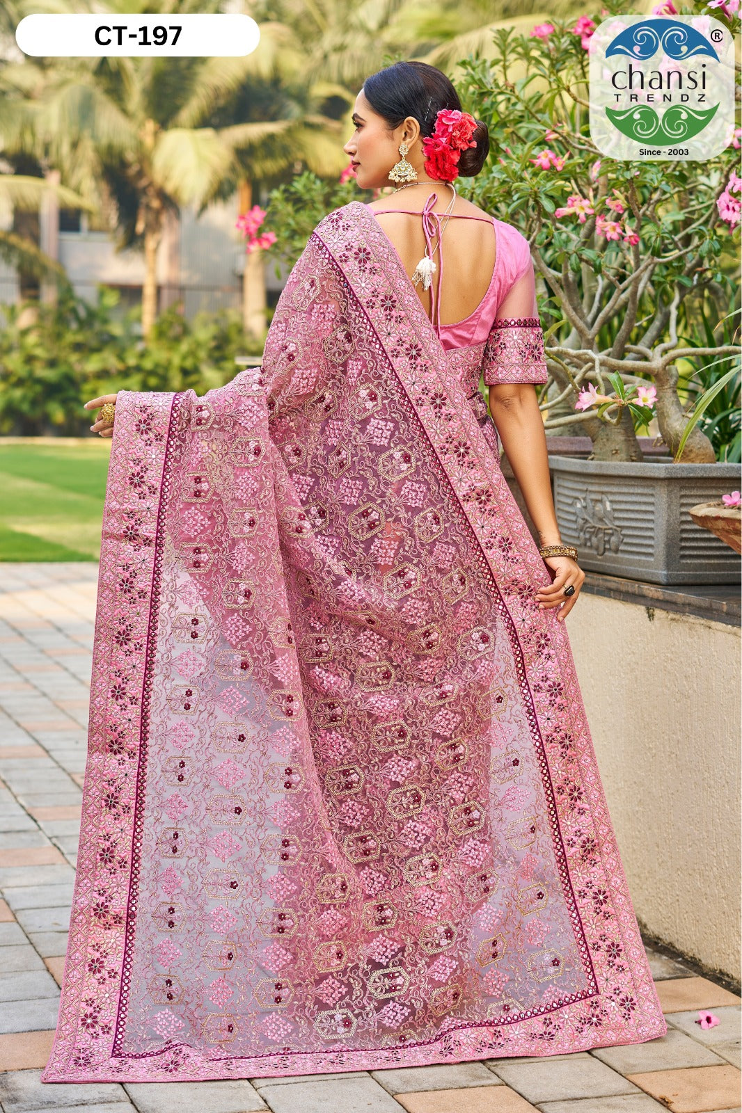 Ct-197 Chansi Trendz Diamond Work Sarees