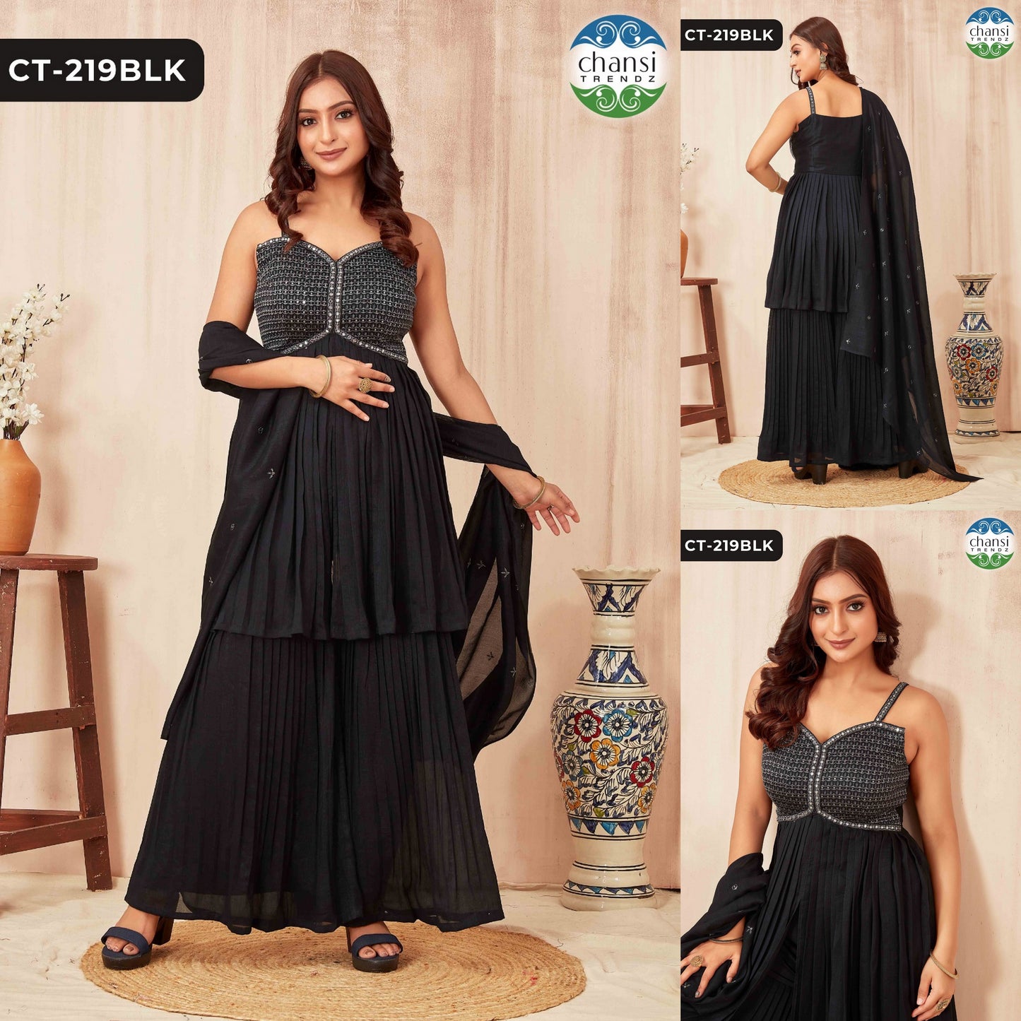 Ct-219 Chansi Trendz Poly Silk Readymade Suits