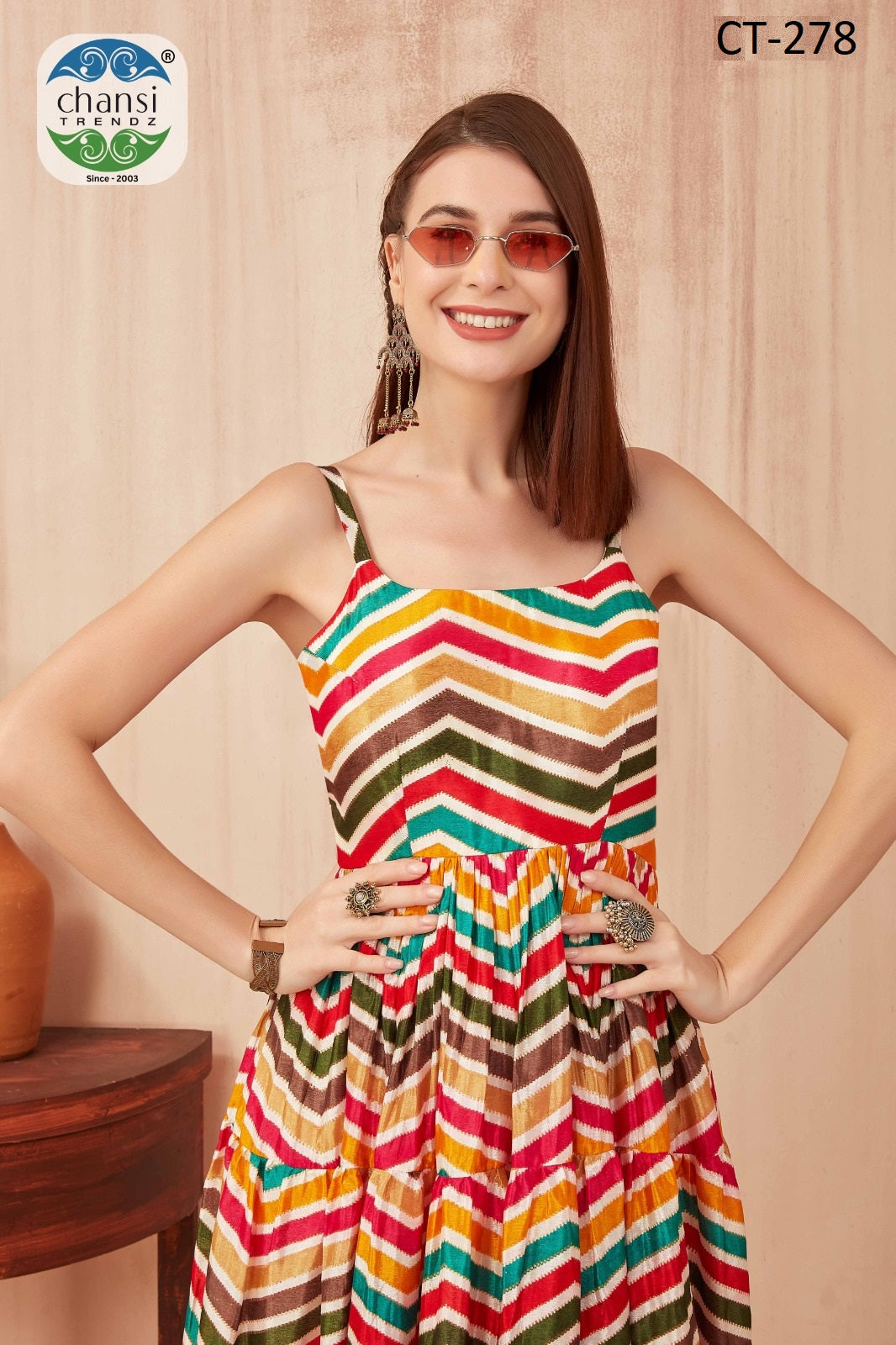 Ct-278 Chansi Trendz Silk Blend One Piece