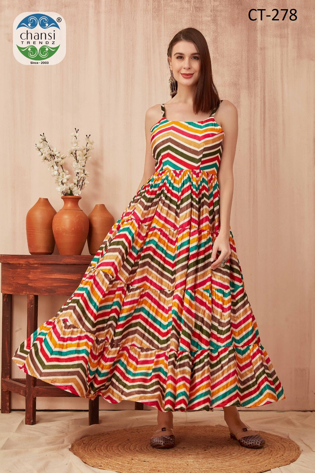 Ct-278 Chansi Trendz Silk Blend One Piece