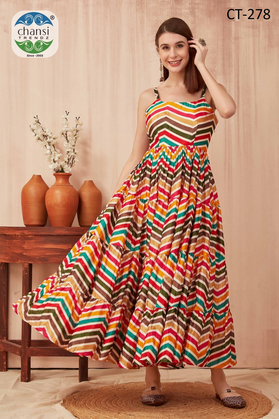 Ct-278 Chansi Trendz Silk Blend One Piece