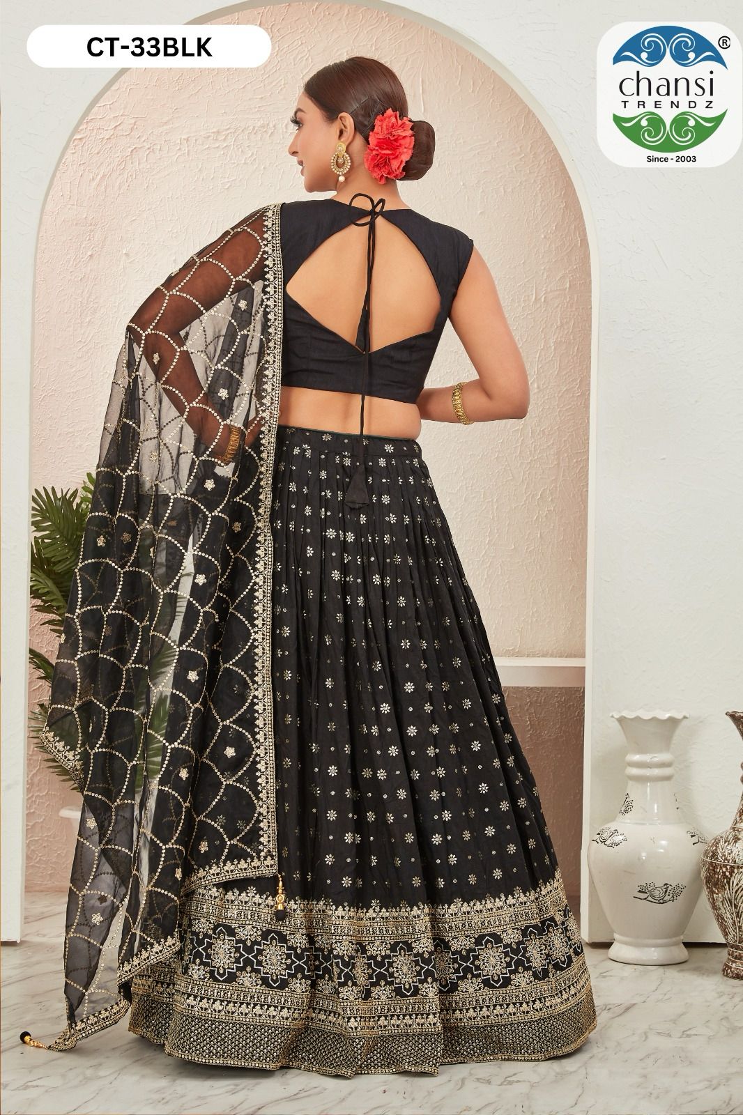Ct-33 Black Chansi Trendz Jacquard Readymade Lehenga Choli