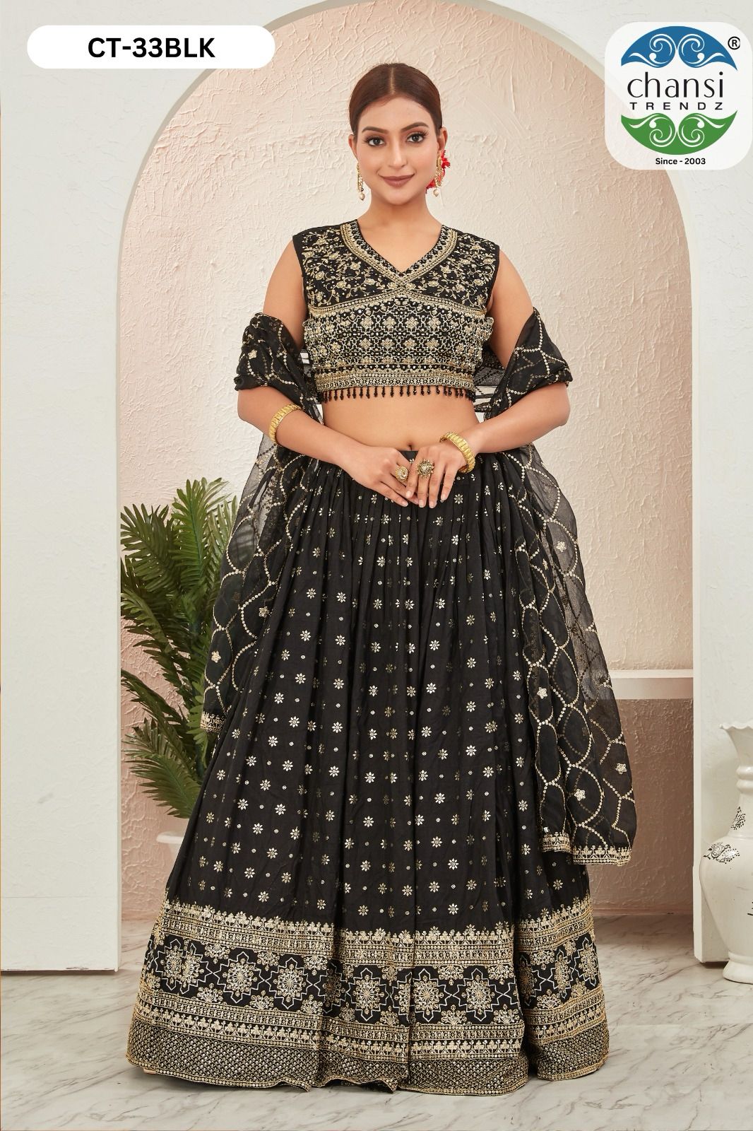 Ct-33 Black Chansi Trendz Jacquard Readymade Lehenga Choli
