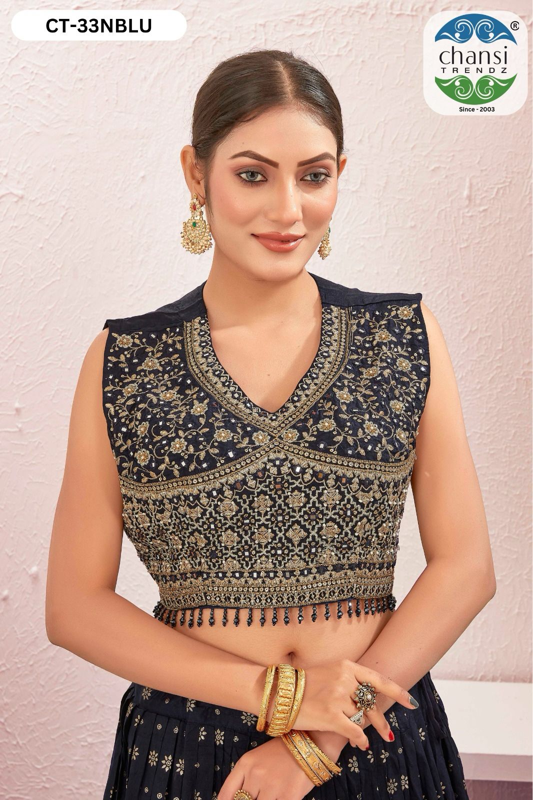 Ct-33 Blue Chansi Trendz Jacquard Readymade Lehenga Choli