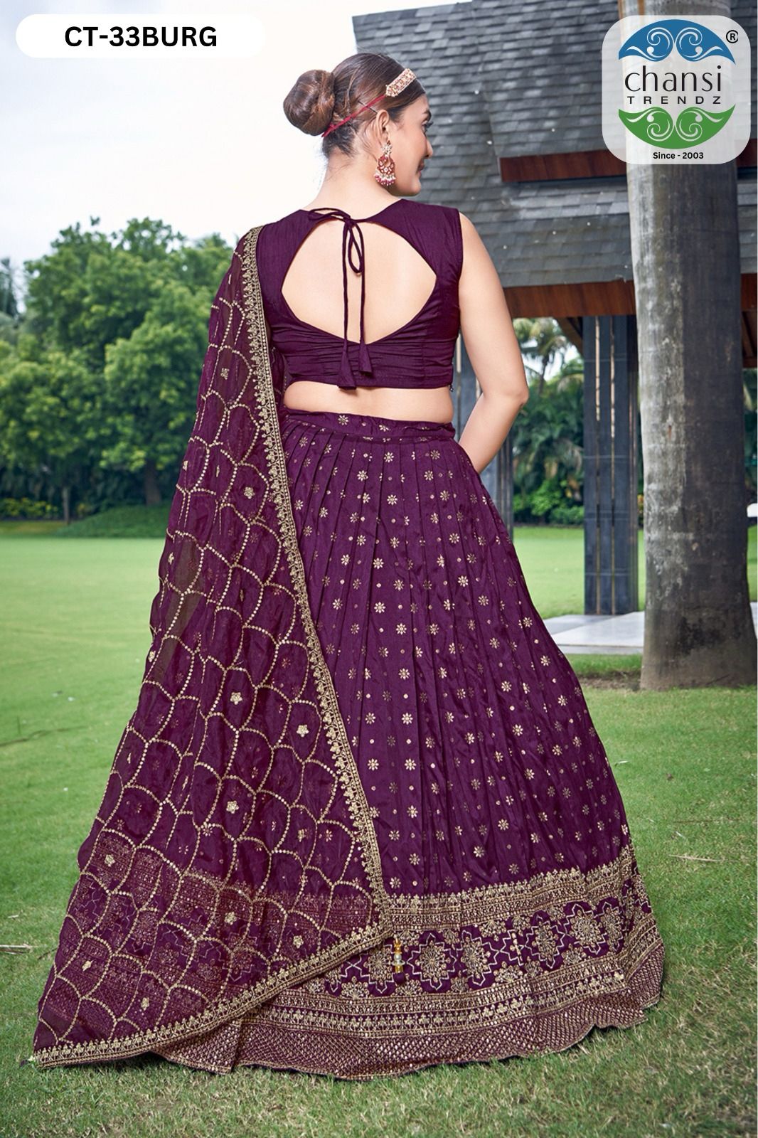 Ct-33 Burgundy Chansi Trendz Jacquard Readymade Lehenga Choli