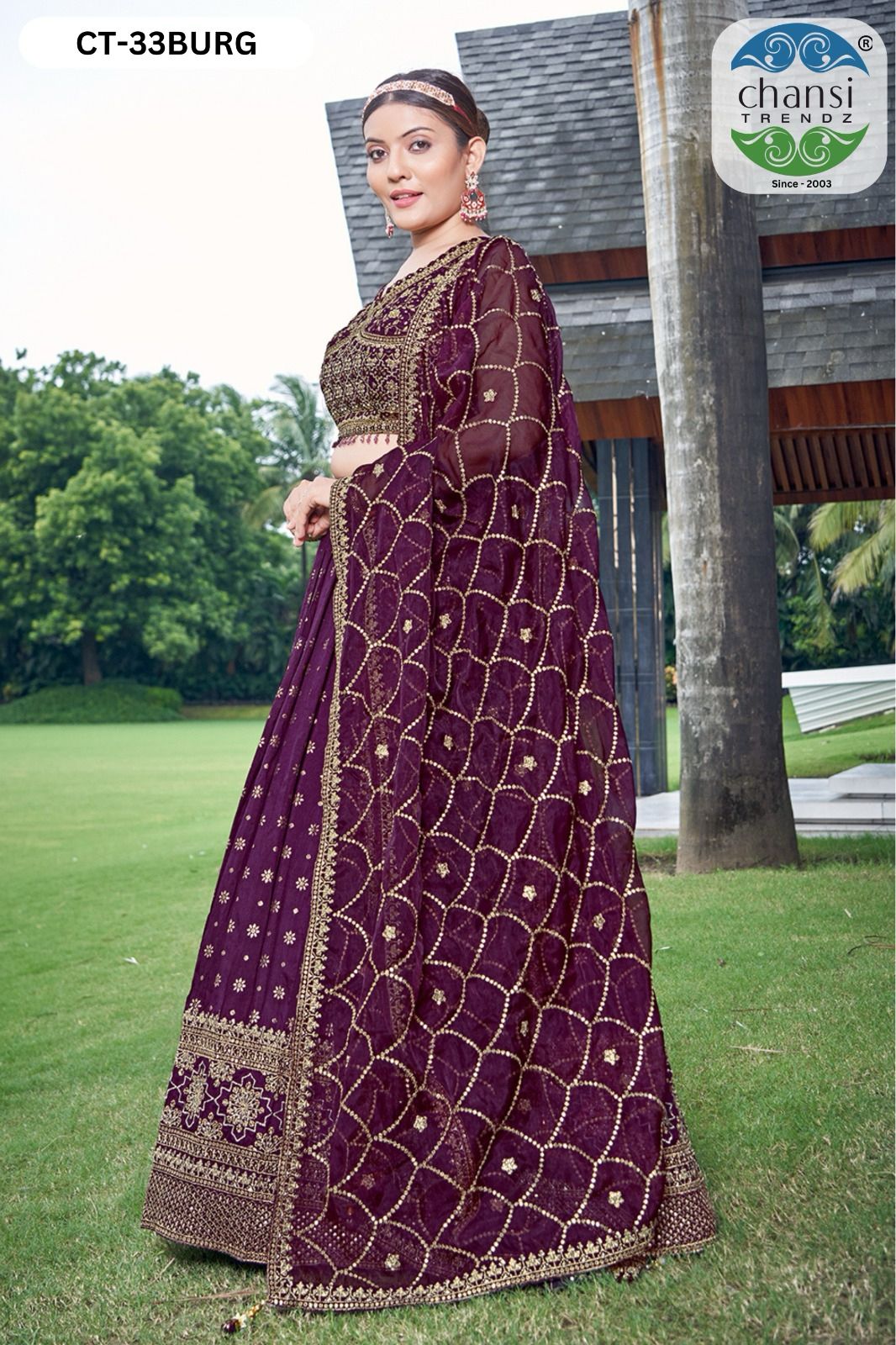 Ct-33 Burgundy Chansi Trendz Jacquard Readymade Lehenga Choli