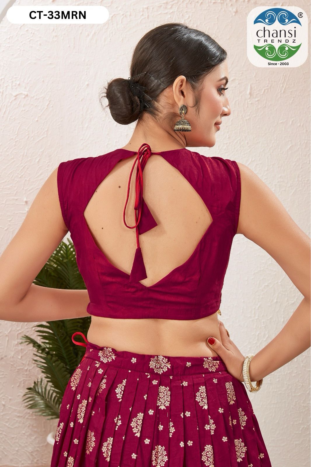 Ct-33 Maroon Chansi Trendz Jacquard Readymade Lehenga Choli