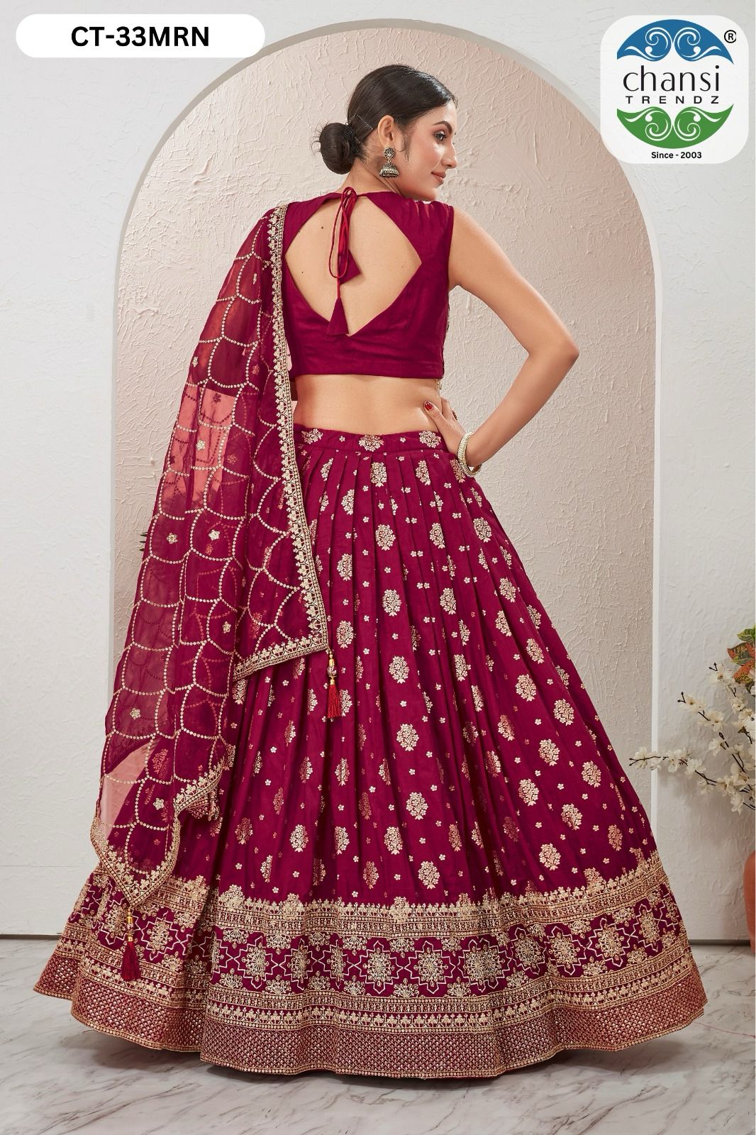 Ct-33 Maroon Chansi Trendz Jacquard Readymade Lehenga Choli