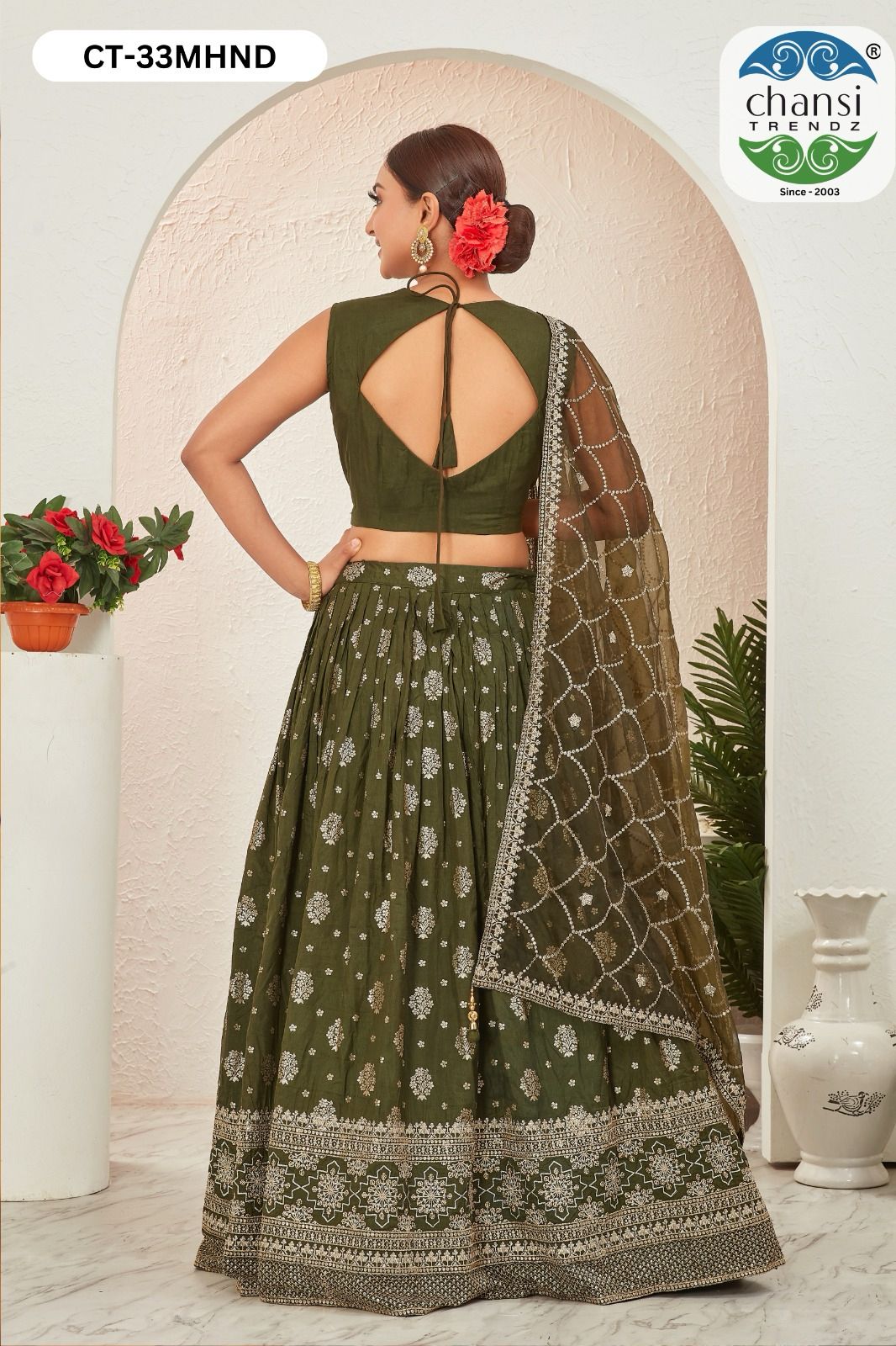 Ct-33 Mehndi Chansi Trendz Jacquard Readymade Lehenga Choli