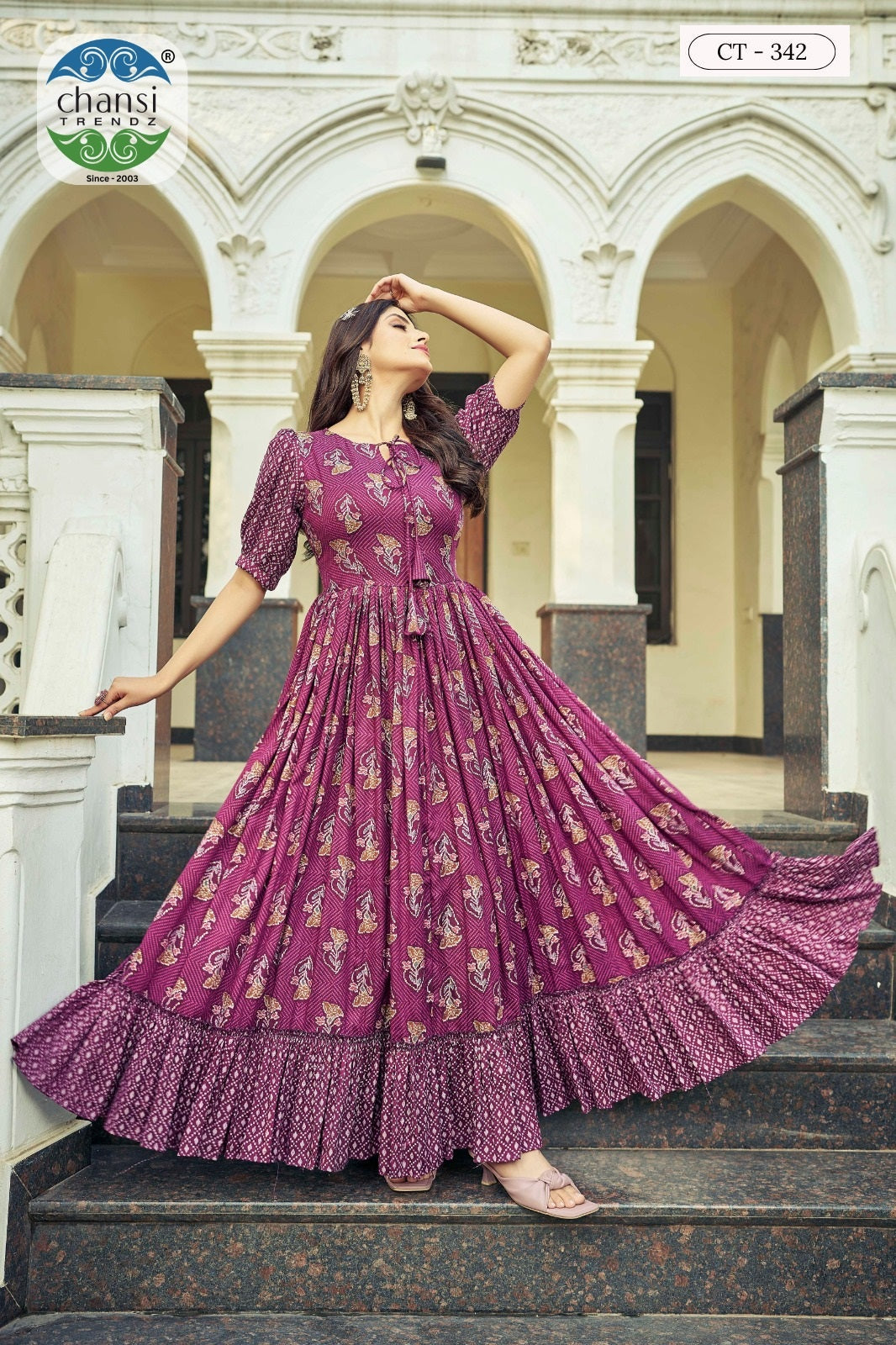 Ct-342 Prachi Chansi Trendz Rayon One Piece Gown