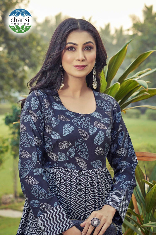 Ct-345 Indira Chansi Trendz Poly Cotton One Piece Gown