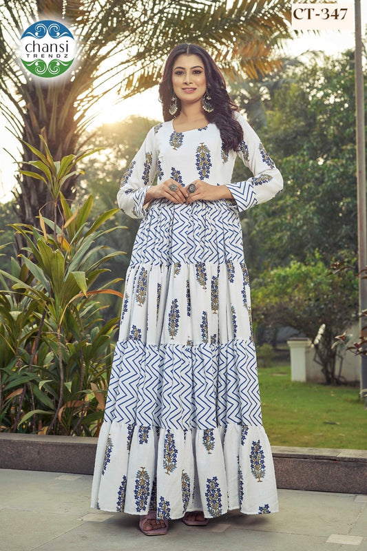 Ct-347 Indira Chansi Trendz Poly Cotton One Piece Gown