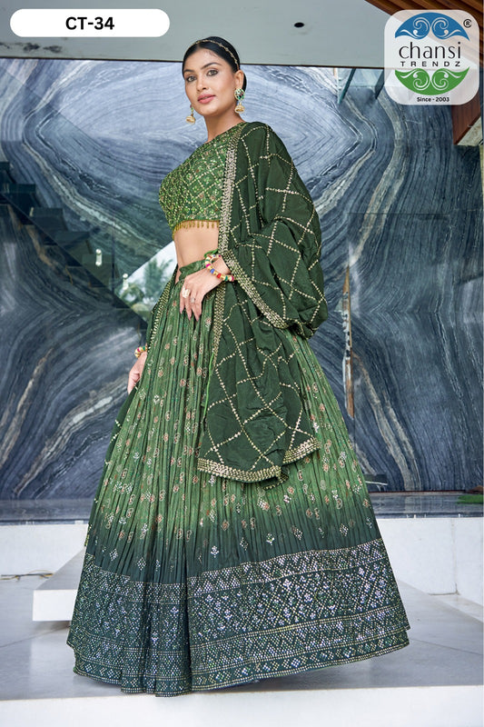 Ct-34 Chansi Trendz Chinon Silk Readymade Lehenga Choli