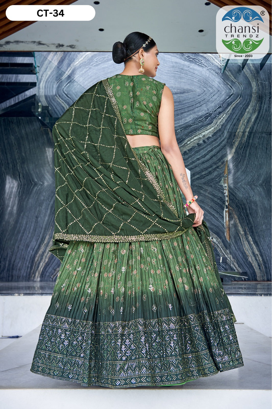 Ct-34 Chansi Trendz Chinon Silk Readymade Lehenga Choli