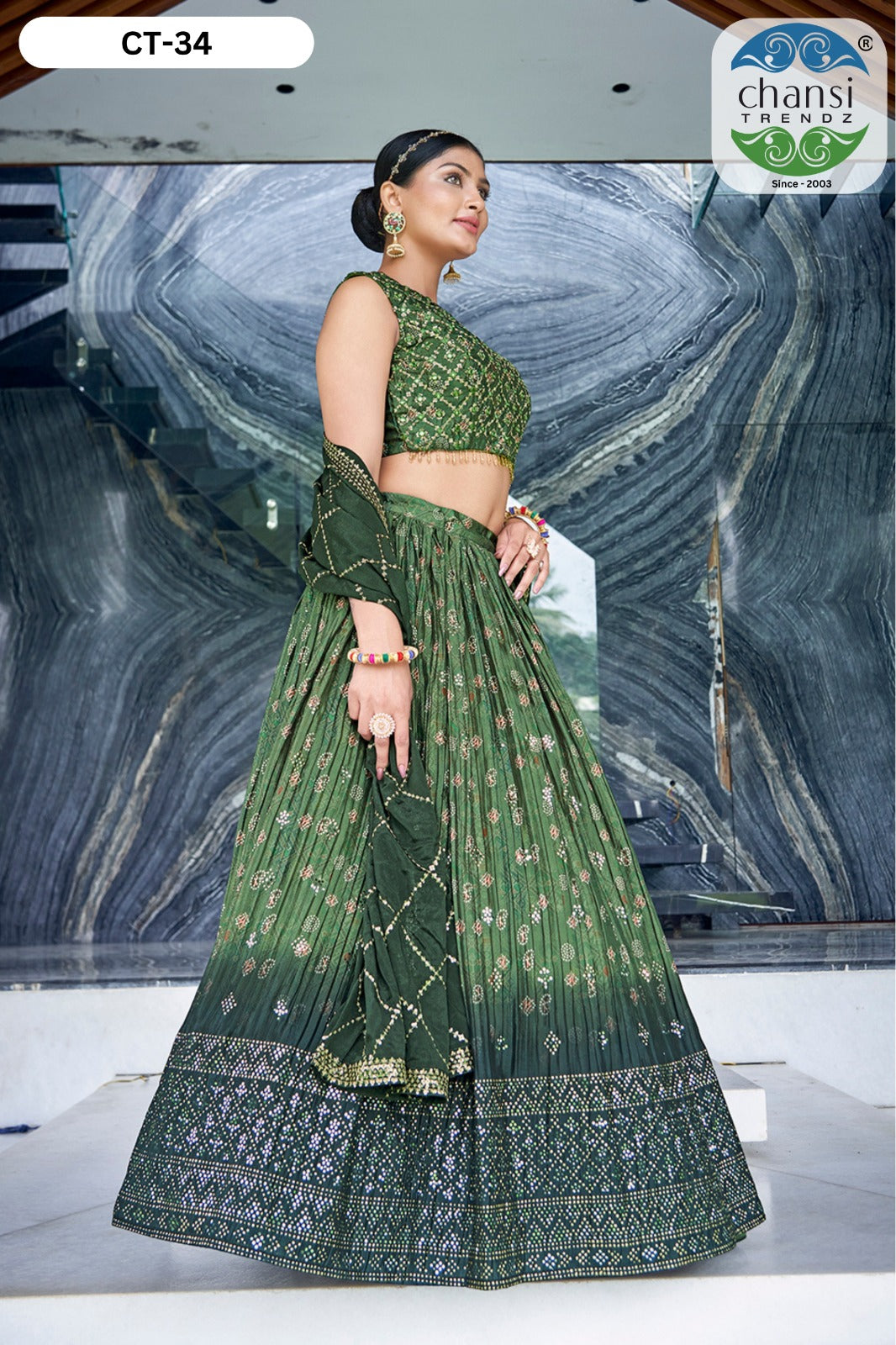 Ct-34 Chansi Trendz Chinon Silk Readymade Lehenga Choli