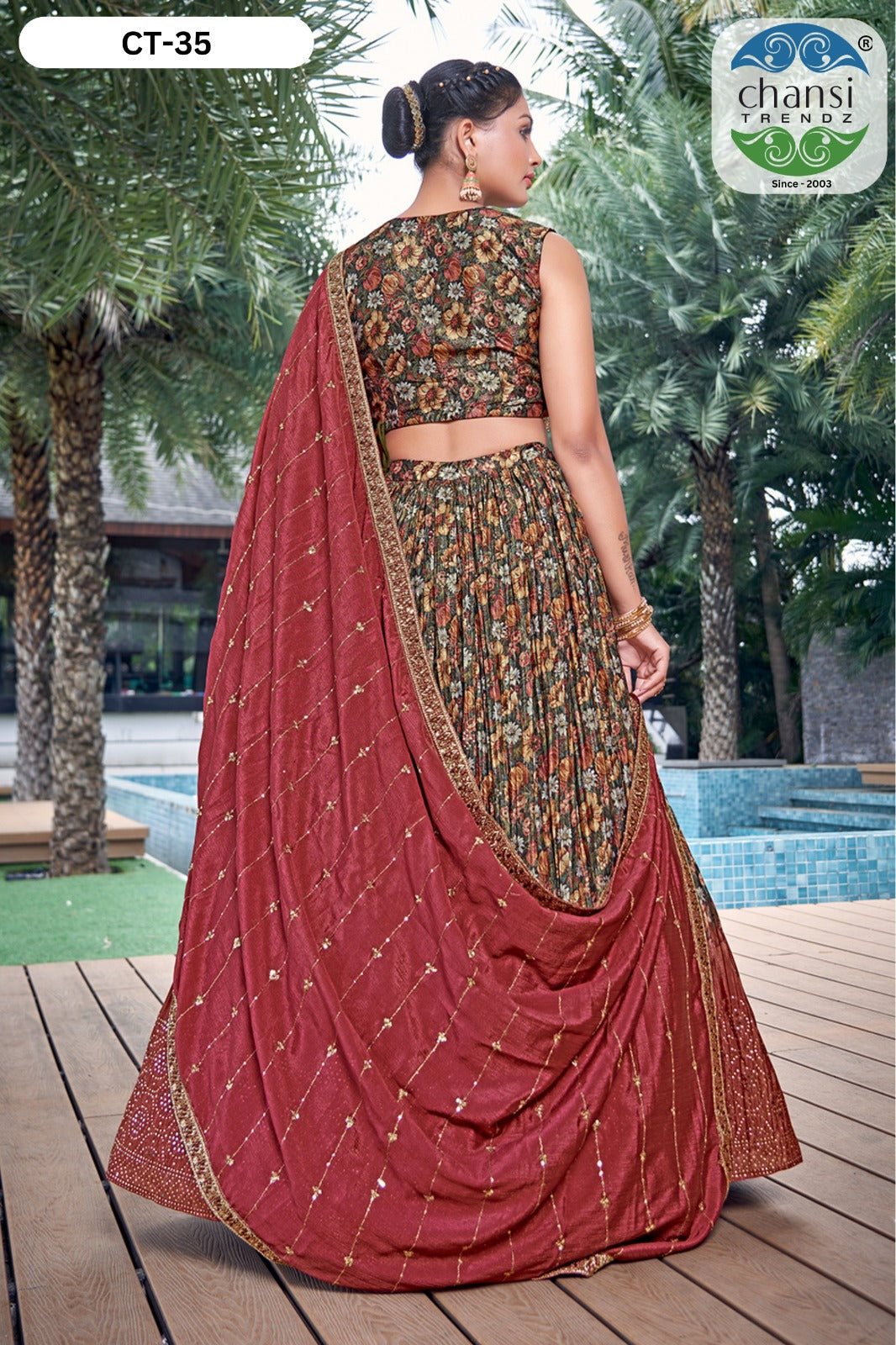 Ct-35 Chansi Trendz Chinon Silk Readymade Lehenga Choli