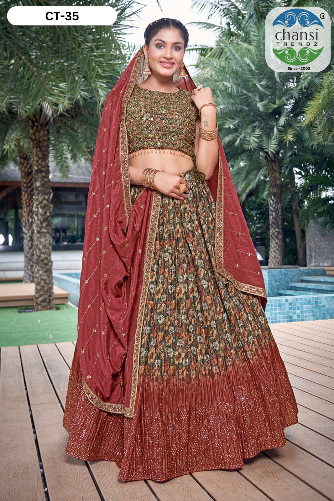 Ct-35 Chansi Trendz Chinon Silk Readymade Lehenga Choli