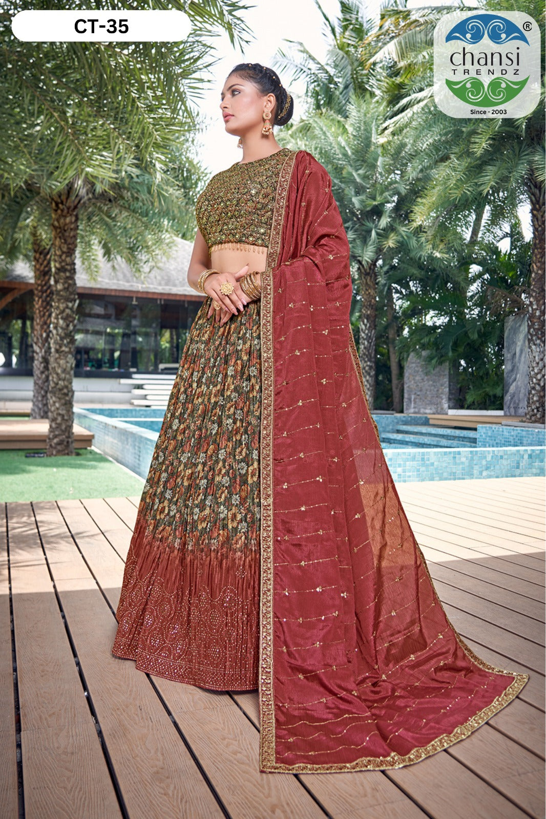 Ct-35 Chansi Trendz Chinon Silk Readymade Lehenga Choli