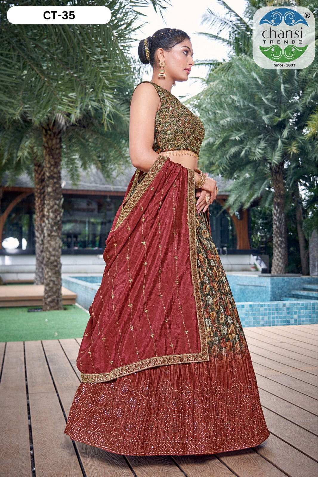 Ct-35 Chansi Trendz Chinon Silk Readymade Lehenga Choli