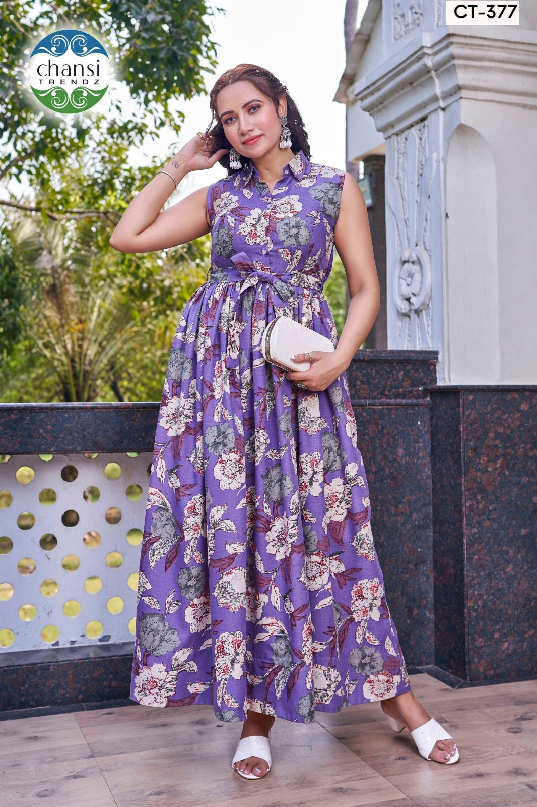 Ct-377 Kamala Chansi Trendz Poly Cotton One Piece Gown