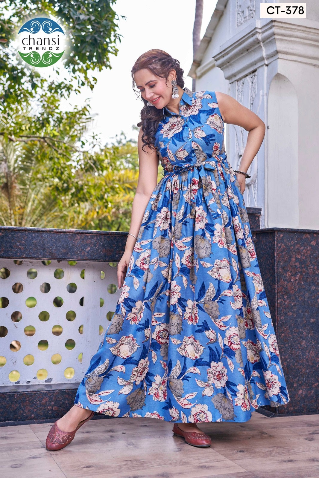 Ct-378 Kamala Chansi Trendz Poly Cotton One Piece Gown