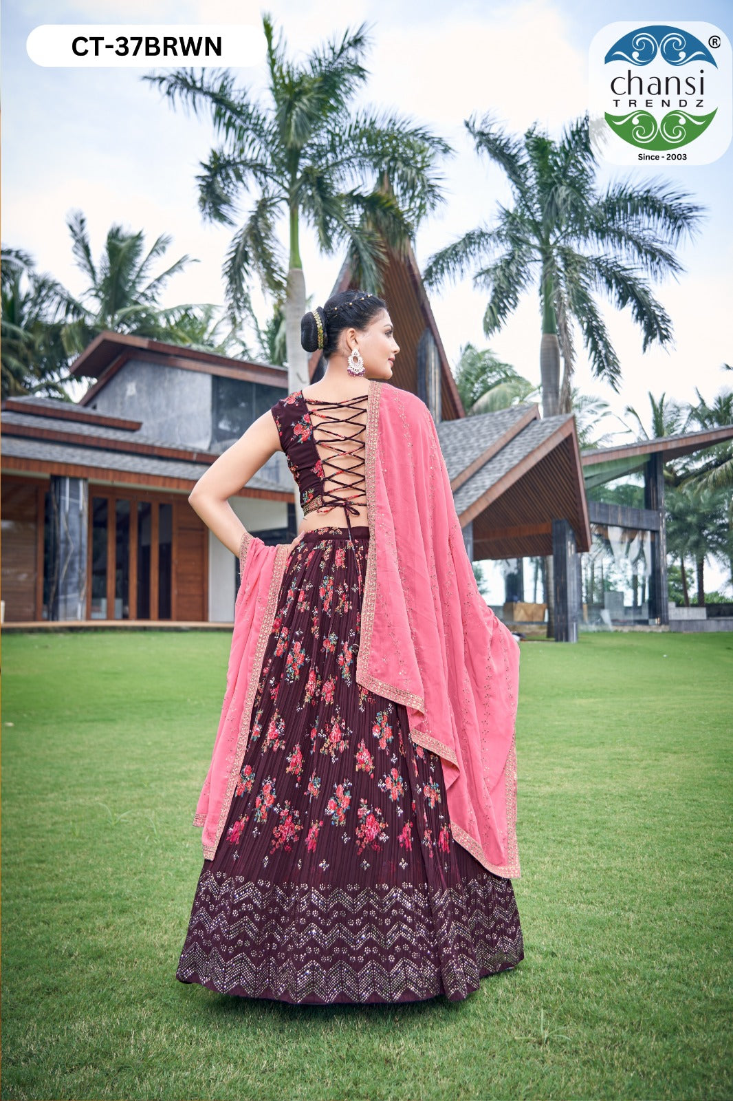 Ct-37 Brown Chansi Trendz Georgette Readymade Lehenga Choli