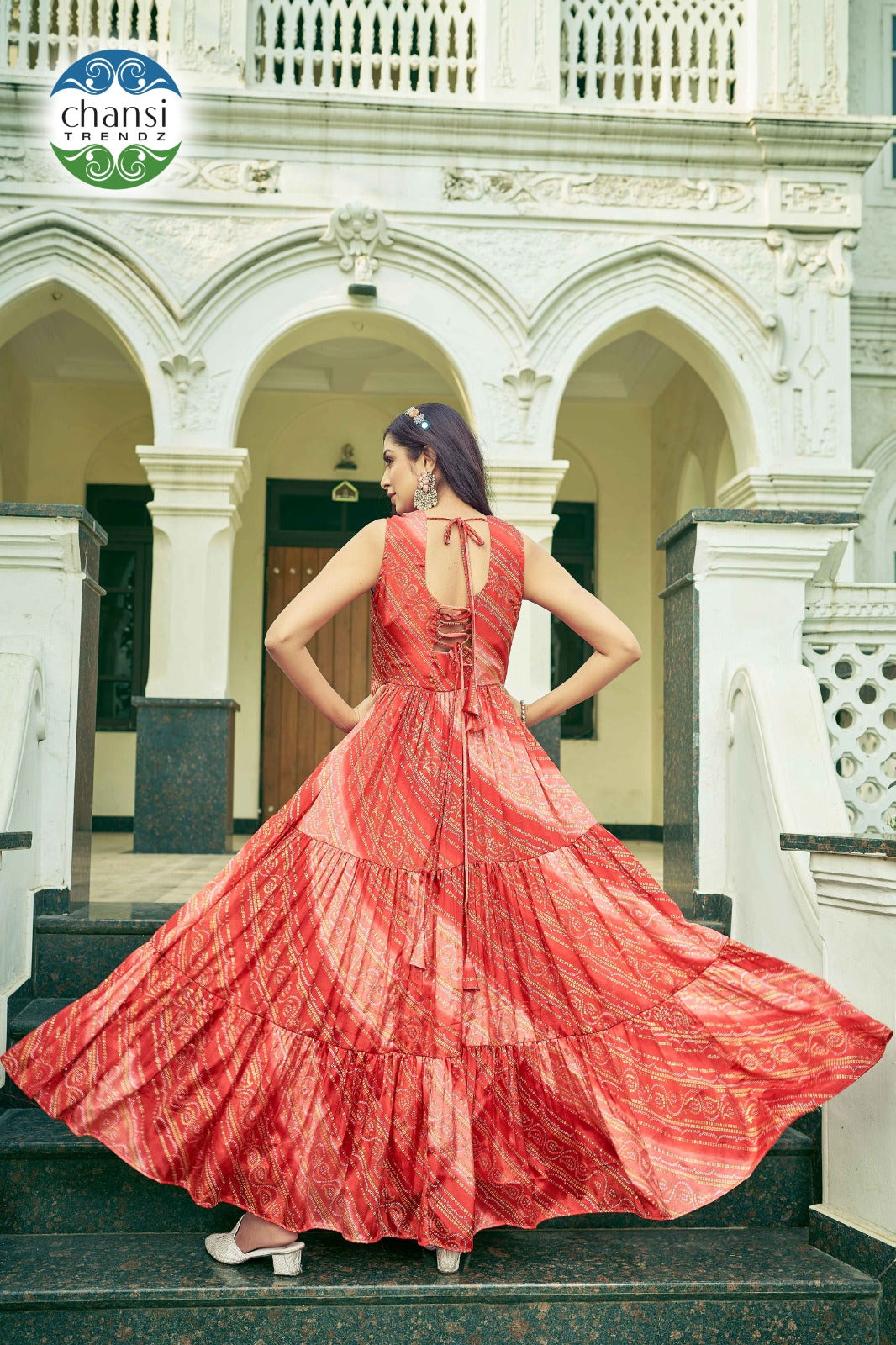 Ct-438 Chansi Trendz Chinon One Piece Gown