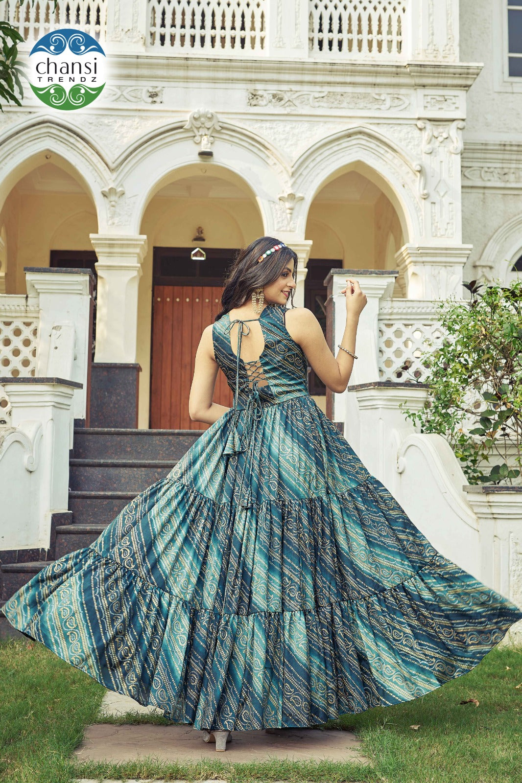 Ct-439 Chansi Trendz Chinon One Piece Gown