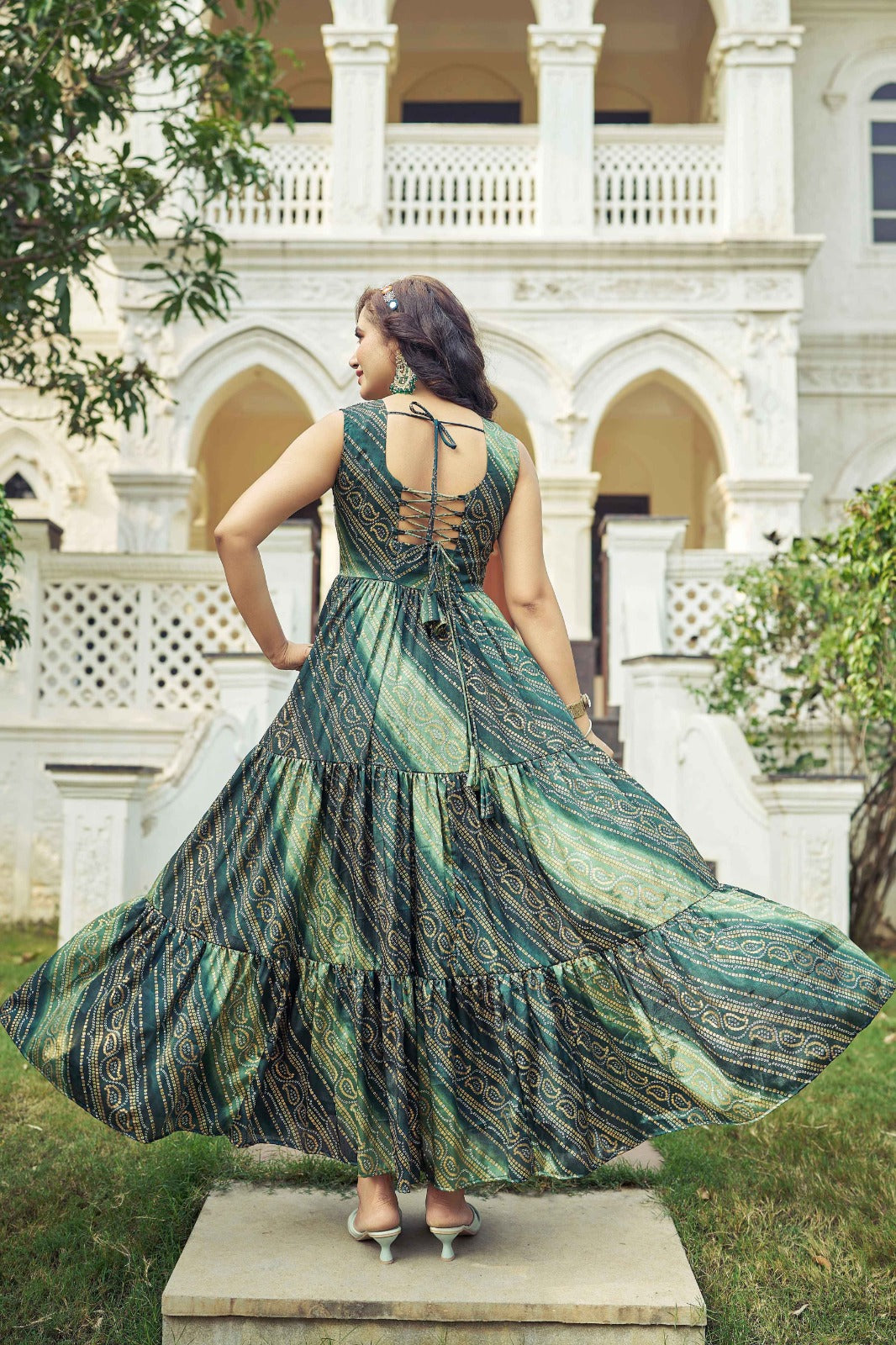 Ct-441 Chansi Trendz Chinon One Piece Gown