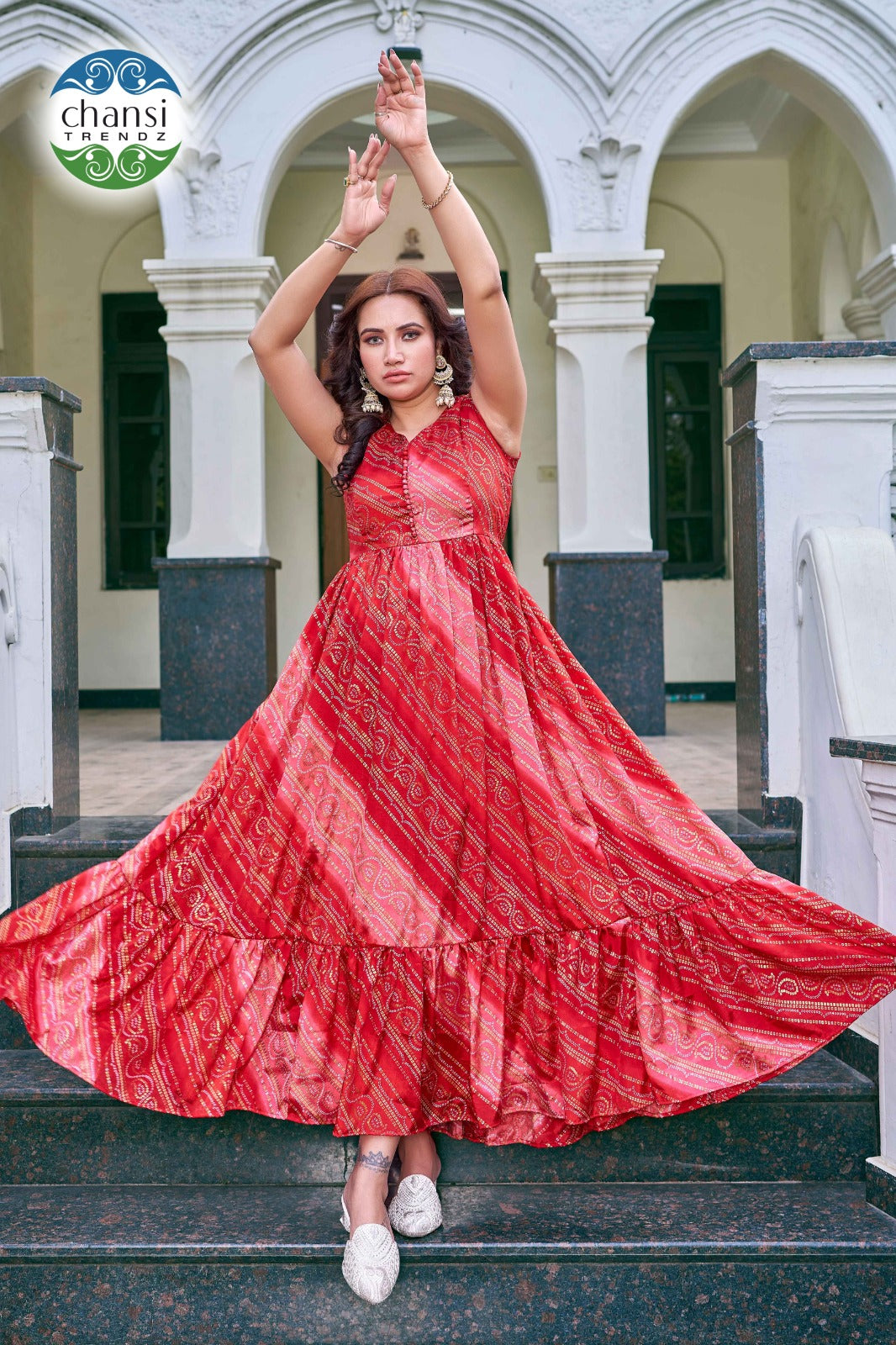 Ct-442 Maya Chansi Trendz Chinon One Piece Gown