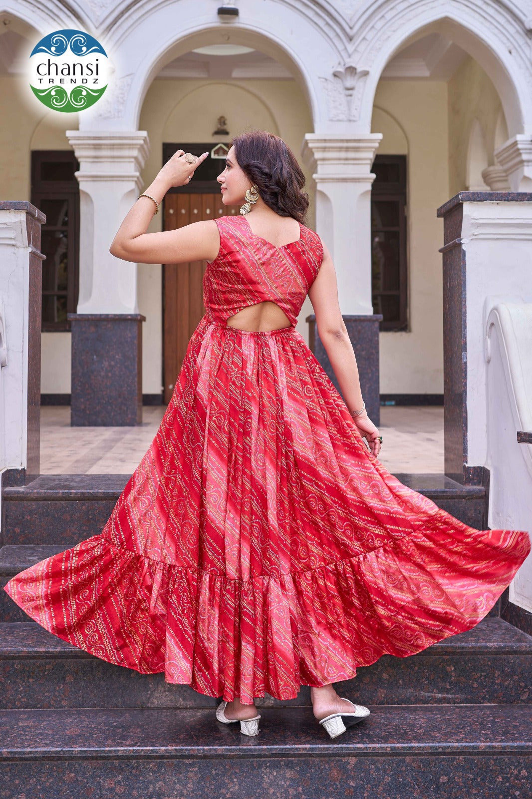 Ct-442 Maya Chansi Trendz Chinon One Piece Gown